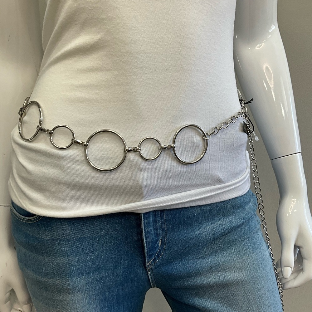 nOir Silver Circle Chain Belt M/L FOR skirts, Jeans… New - Picture 4 of 4